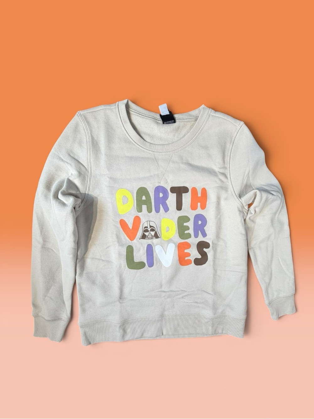 Kids Beige 'Darth Vader Lives' Graphic Sweatshirt
